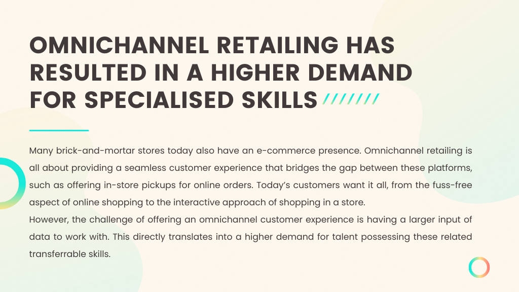 Omnichannel retailing has resulted in a higher demand for specialised skills